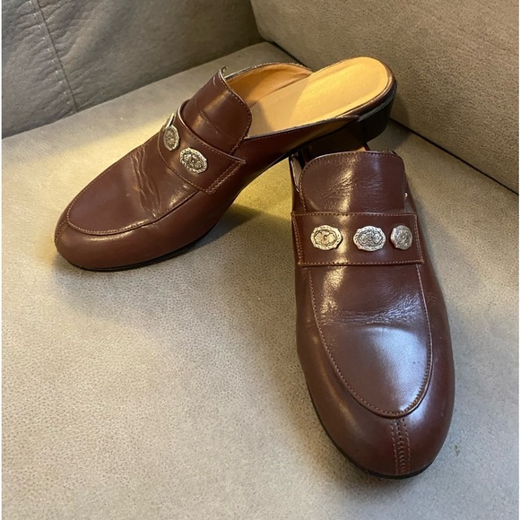 Mexico Brown mule genuine leather upper soles concho loafer 30 sleek - Picture 1 of 9